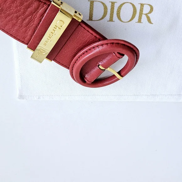 Dior Red Vintage Lambskin Belt